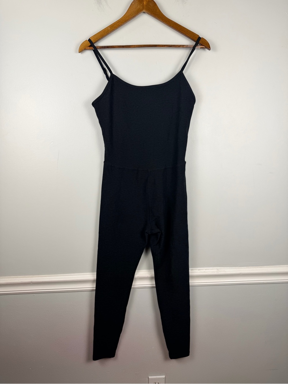Beyond yoga Spacedye Uplevel Midi Jumpsuit in dark grey/black size medium